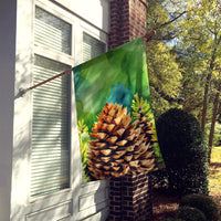 Maine White Pine Cone and Tassels in Watercolor House Flag