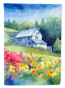 Massachusetts Mayflowers in Watercolor House Flag