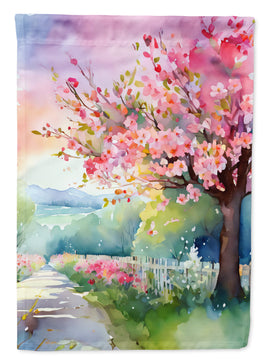 Michigan Apple Blossoms in Watercolor House Flag