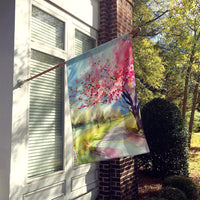 Michigan Apple Blossoms in Watercolor House Flag