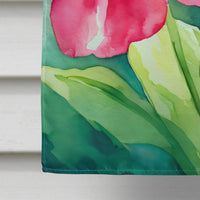 Minnesota Pink and White Lady�s Slippers in Watercolor House Flag