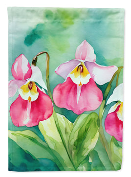Minnesota Pink and White Lady�s Slippers in Watercolor House Flag