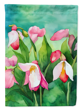 Minnesota Pink and White Lady�s Slippers in Watercolor House Flag