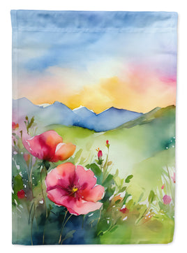 North Dakota Wild Prairie Roses in Watercolor House Flag