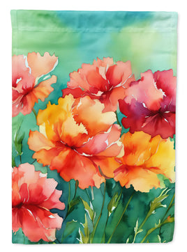Ohio Scarlet Carnations in Watercolor House Flag