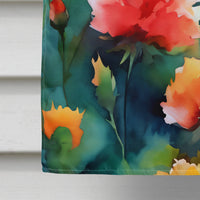 Ohio Scarlet Carnations in Watercolor House Flag