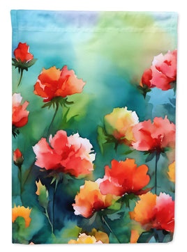 Ohio Scarlet Carnations in Watercolor House Flag