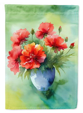 Ohio Scarlet Carnations in Watercolor House Flag