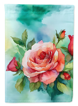 Oklahoma Roses in Watercolor House Flag