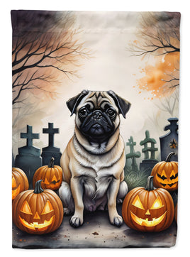 Fawn Pug Spooky Halloween House Flag