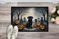 Black Pug Spooky Halloween Doormat 18x27