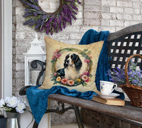English Springer Spaniel and Flowers Fabric Decorative Pillow