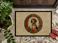 American English Coonhound Christmas Flowers Doormat