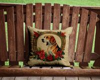 American Foxhound Christmas Flowers Throw Pillow