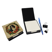 English Springer Spaniel Christmas Flowers PU Leather Note Paper Holder