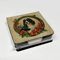 English Springer Spaniel Christmas Flowers PU Leather Note Paper Holder
