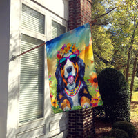Bernese Mountain Dog Hippie Dawg House Flag