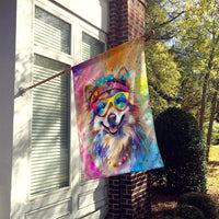 Keeshond Hippie Dawg House Flag