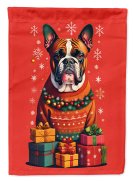 Fawn Boxer Cropped Ears Holiday Christmas House Flag