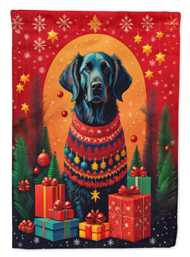 Flat-Coated Retriever Holiday Christmas House Flag