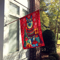 Norwegian Elkhound Holiday Christmas House Flag