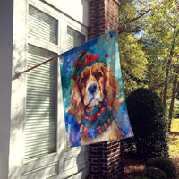 Cavalier Spaniel Christmas House Flag