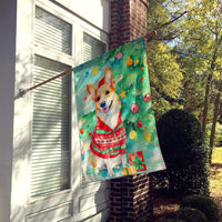 Corgi Christmas House Flag