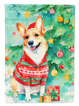 Corgi Christmas House Flag