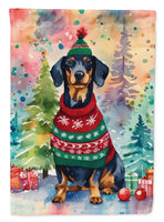 Dachshund Christmas House Flag