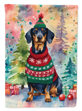 Dachshund Christmas House Flag
