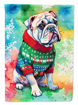 English Bulldog Christmas House Flag