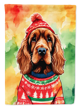 English Cocker Spaniel Christmas House Flag