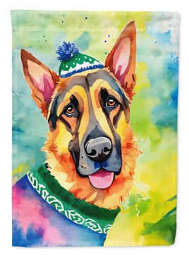 German Shepherd Christmas House Flag