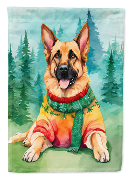 German Shepherd Christmas House Flag