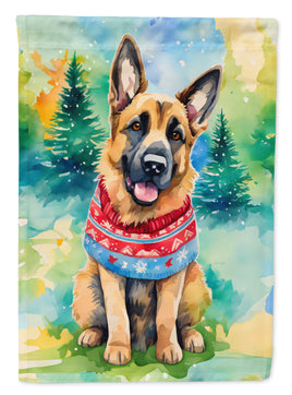 German Shepherd Christmas House Flag