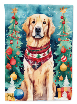 Golden Retriever Christmas House Flag