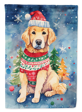 Golden Retriever Christmas House Flag