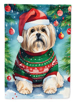 Lhasa Apso Christmas House Flag