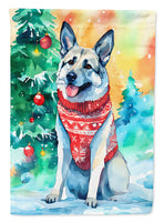 Norwegian Elkhound Christmas House Flag