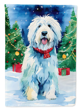 Old English Sheepdog Christmas House Flag