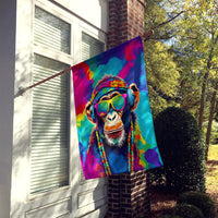 Hippie Animal Chimpanzee House Flag
