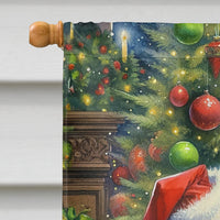 Bluetick Hound and Santa Claus House Flag