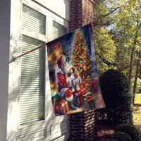 Cavalier Spaniel and Santa Claus House Flag