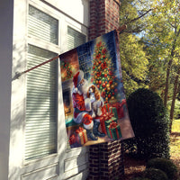 Cavalier Spaniel and Santa Claus House Flag