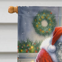Collie and Santa Claus House Flag