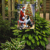Collie and Santa Claus Garden Flag