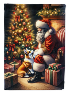 Corgi and Santa Claus Garden Flag