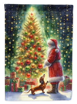 Dachshund and Santa Claus House Flag
