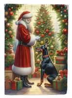 Doberman Pinscher and Santa Claus House Flag