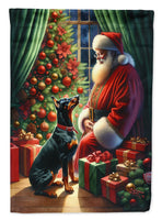 Doberman Pinscher and Santa Claus House Flag